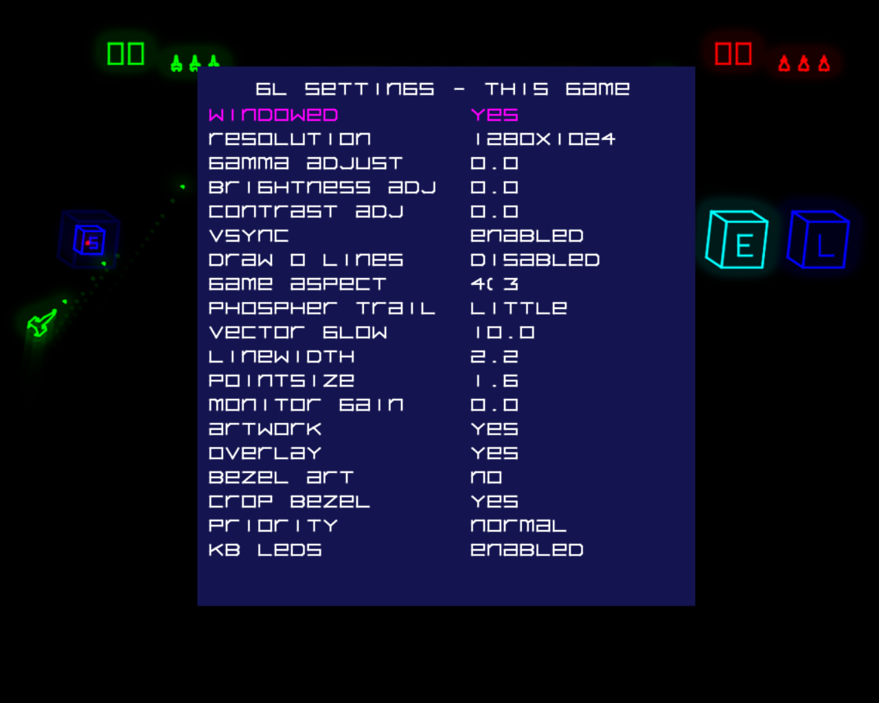 Live graphics tuning menu